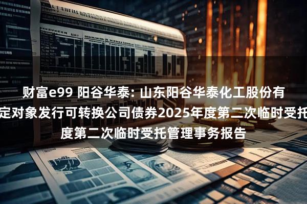 财富e99 阳谷华泰: 山东阳谷华泰化工股份有限公司向不特定对象发行可转换公司债券2025年度第二次临时受托管理事务报告